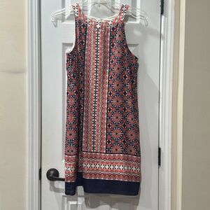 London Times Geometric Print Midi Sleeveless Dress - size 12